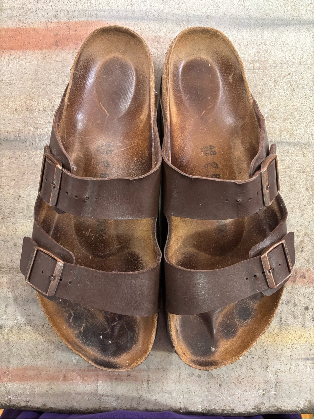 Birkenstock Men's Brown Two-Strap Adjustable Leather Sandals